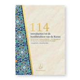 Boekomslag met islamitisch design voor 114 Introducties tot de hoofdstukken van de Koran